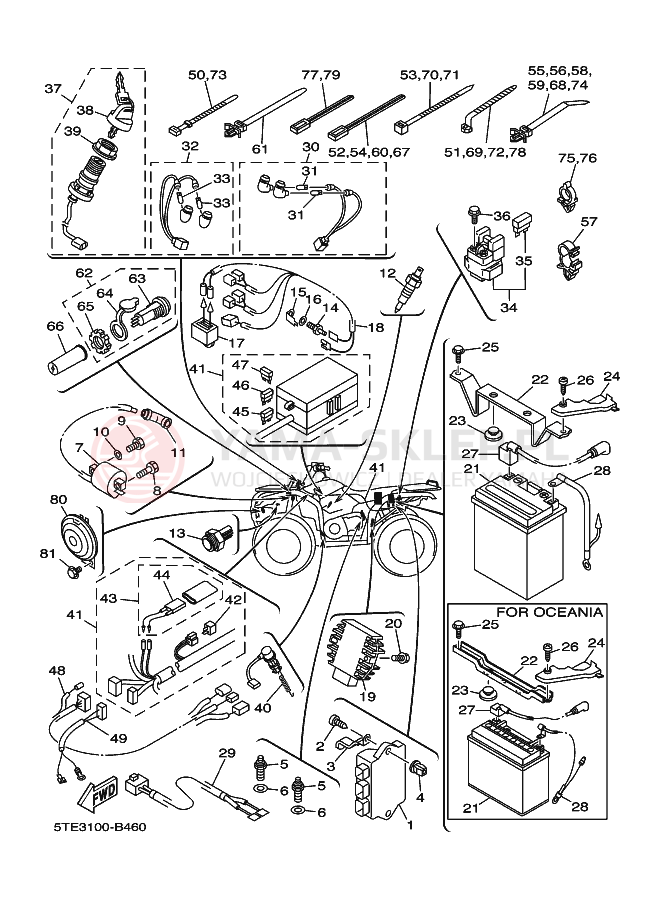 Schemat "układ elektryczny" do Yamaha KODIAK 4WD