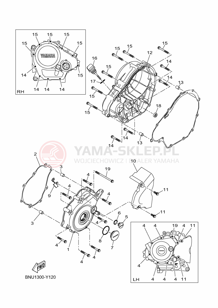 Schemat "Pokrywa silnika" do Yamaha MT-125
