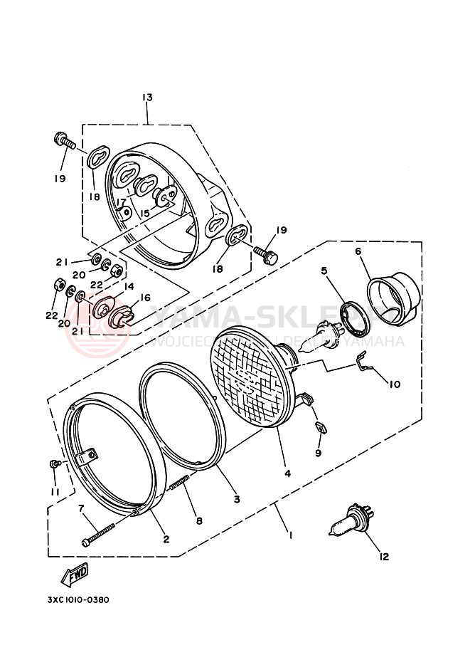 Schemat "Lampa przód" do Yamaha R1-Z