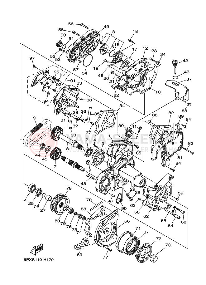 Schemat "Przeniesienie napędu" do Yamaha WARRIOR