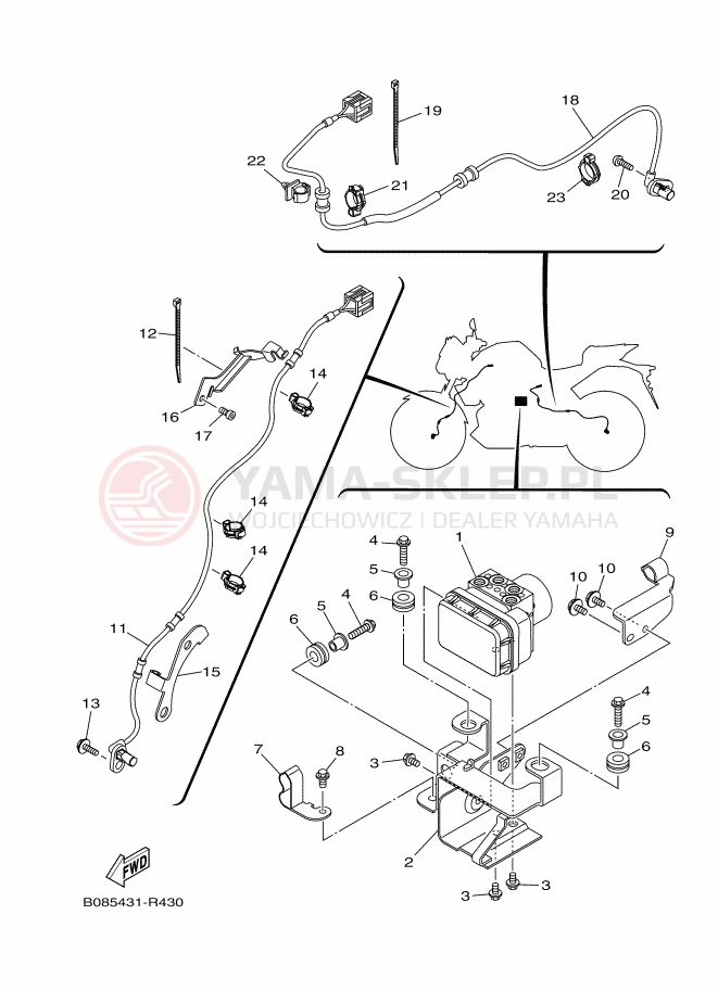 Schemat "układ elektryczny" do Yamaha MT-03
