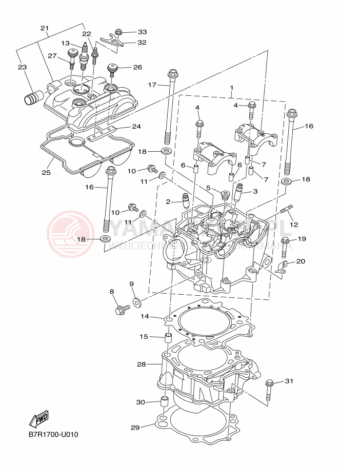 Schemat "cylinder" do Yamaha WR450F