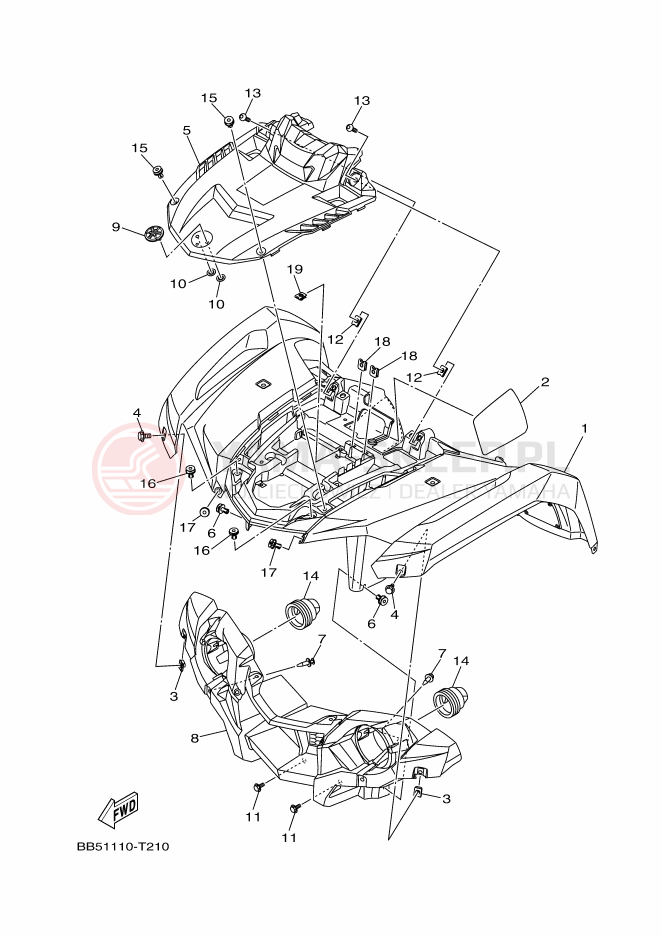 Schemat "Przedni błotnik" do Yamaha KODIAK 450 EPS