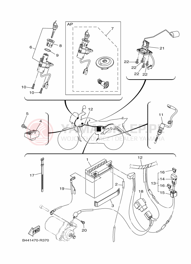 Schemat "układ elektryczny" do Yamaha YC110D-4