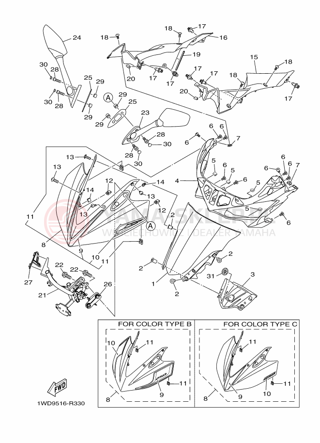 Schemat "Szyba" do Yamaha YZF-R25