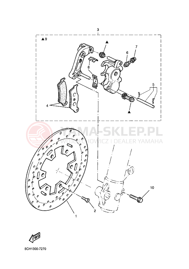 Schemat "Koło przód" do Yamaha TT600R