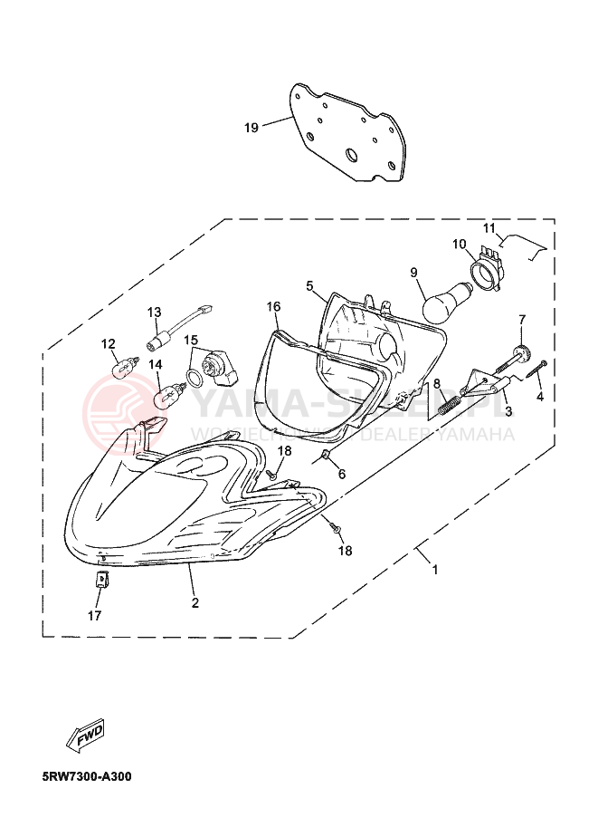 Schemat "Lampa przód" do Yamaha JOG RR