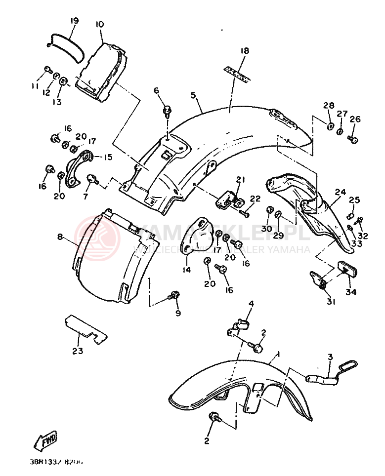 Schemat "błotnik" do Yamaha XV535 VIRAGO