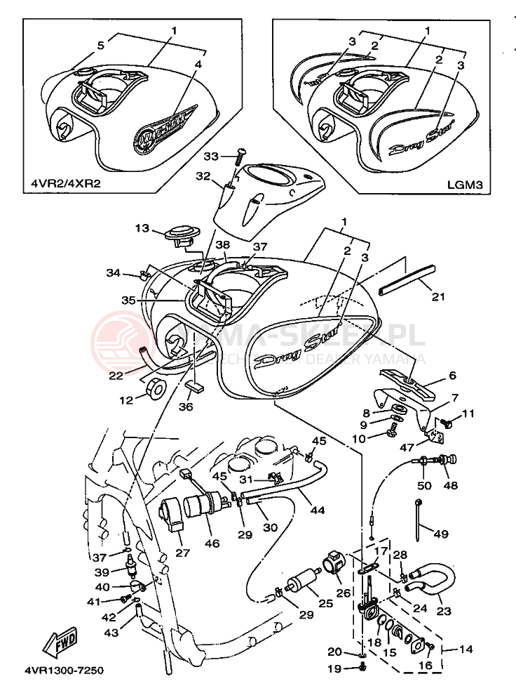 Schemat "zbiornik paliwa" do Yamaha XVS650 DRAGSTAR
