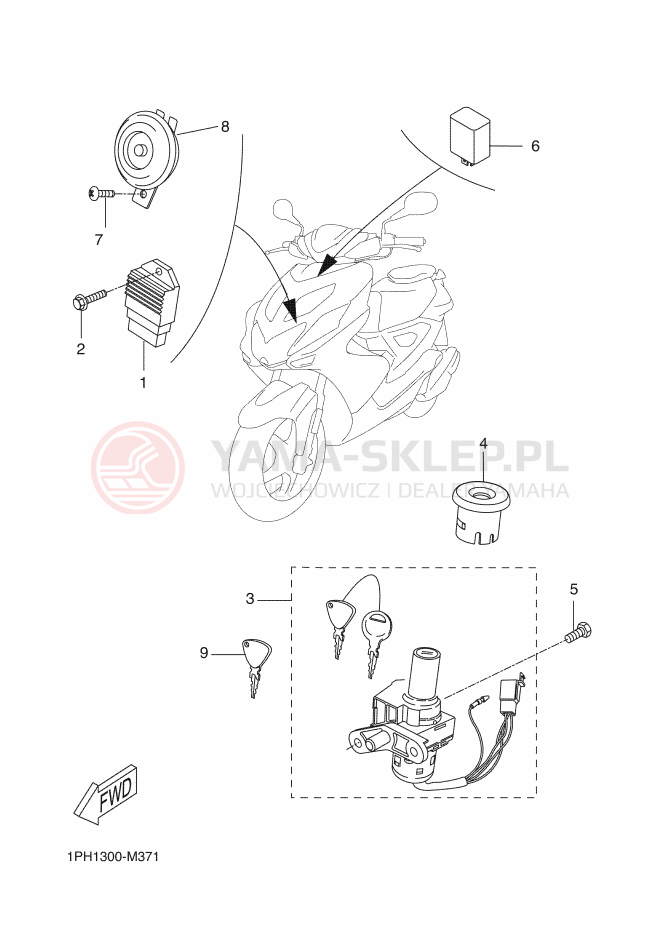 Schemat "układ elektryczny" do Yamaha AEROX