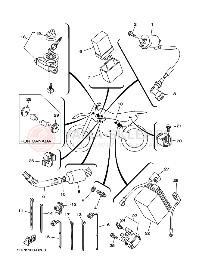 Schemat "układ elektryczny" do Yamaha TT-R125E