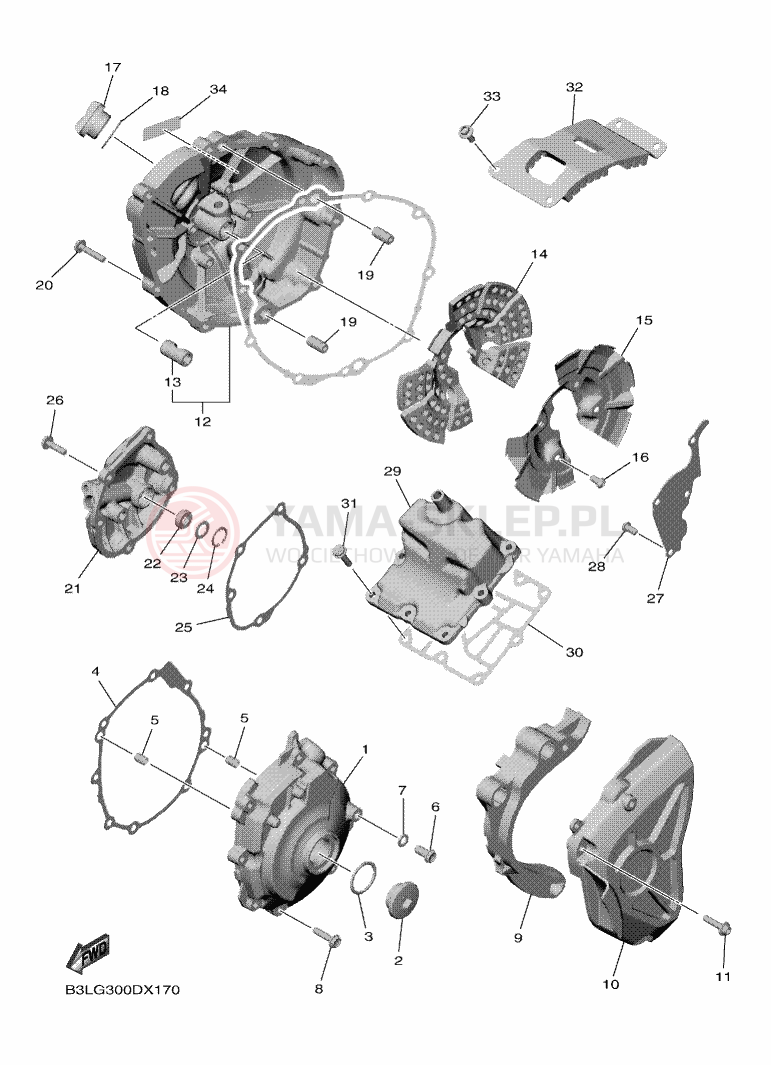 Schemat "Pokrywa silnika" do Yamaha R1M