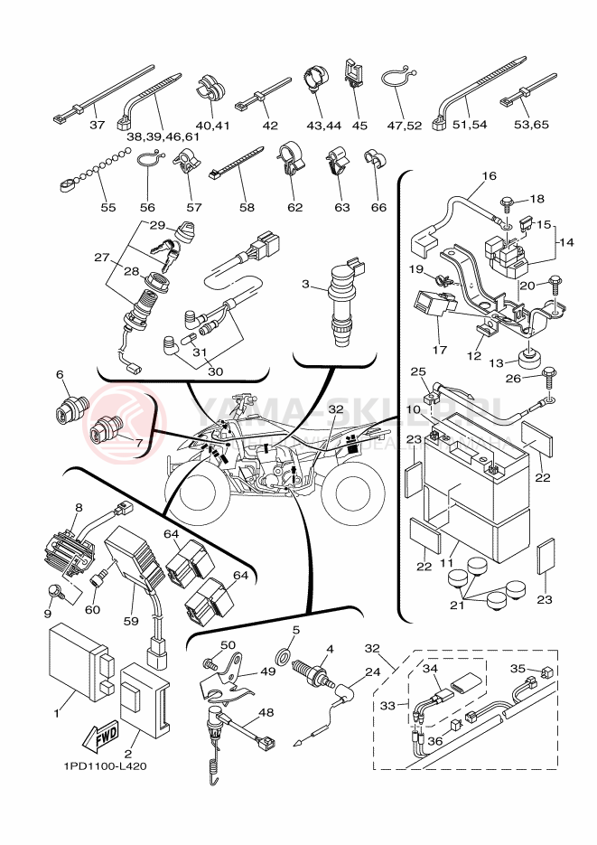 Schemat "układ elektryczny" do Yamaha YFZ450B