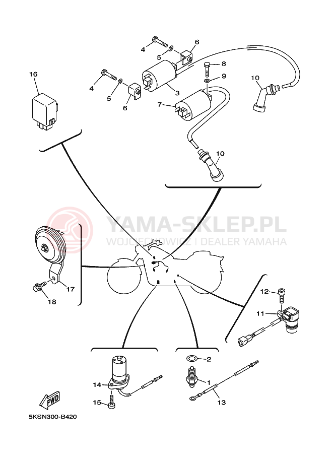 Schemat "układ elektryczny" do Yamaha XVS1100A DRAGSTAR 1100 CLASSIC