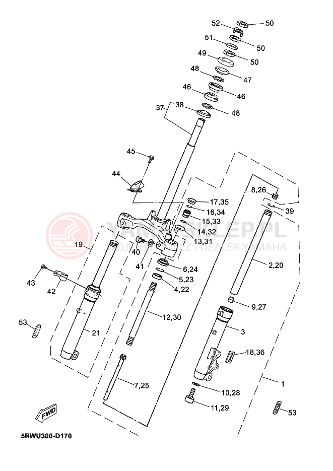 Schemat "Amortyzatory przód" do Yamaha JOGRR