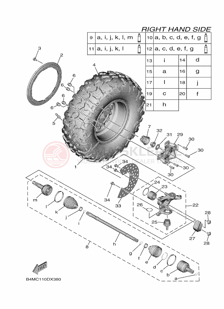 Schemat "Koło przód" do Yamaha YXE1000EW