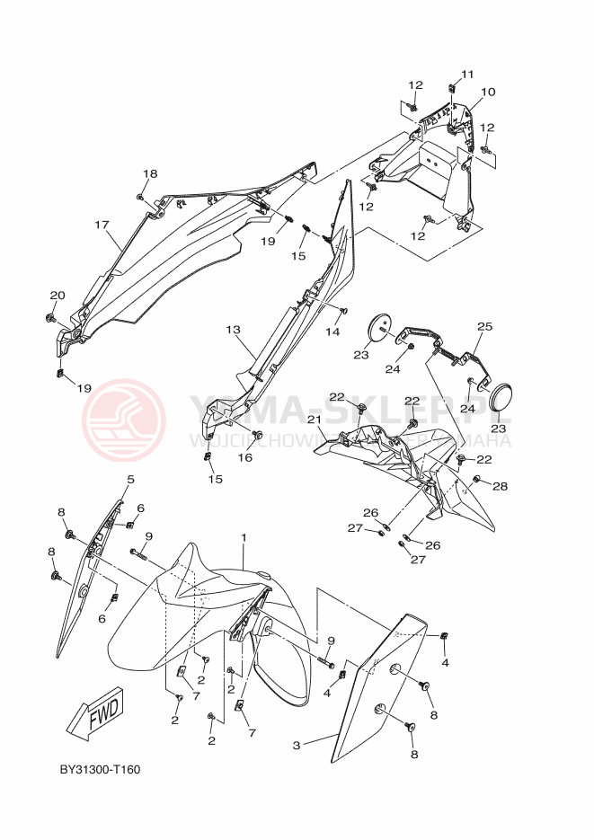 Schemat "błotnik" do Yamaha XMAX 300