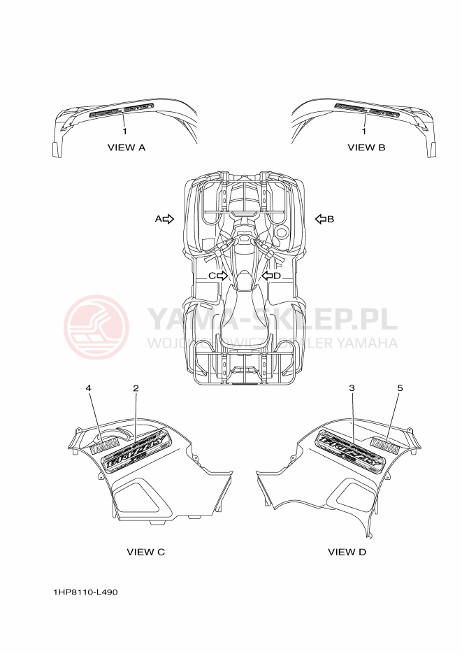 Schemat "naklejki" do Yamaha YFM700FWAD