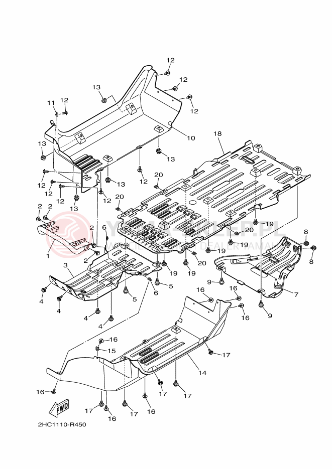 Schemat "osłona / stelaż" do Yamaha YXZ1000R