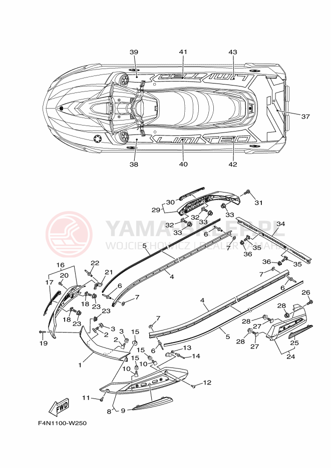 Schemat "GUNWALE - MAT" do Yamaha VX1800A-X