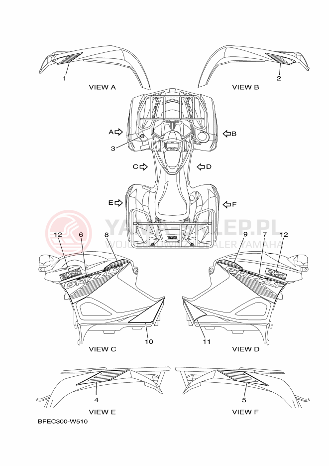 Schemat "Naklejki" do Yamaha GRIZZLY 700 EPS