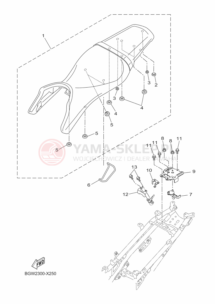 Schemat "siedzenie" do Yamaha MT-125