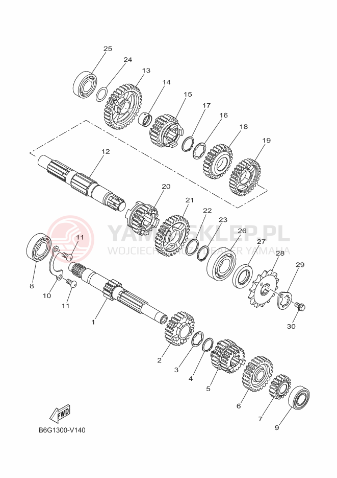 Schemat "Skrzynia biegów " do Yamaha XSR125