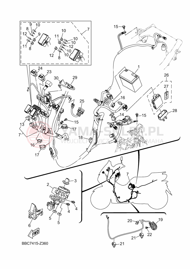 Schemat "układ elektryczny" do Yamaha NMAX 155