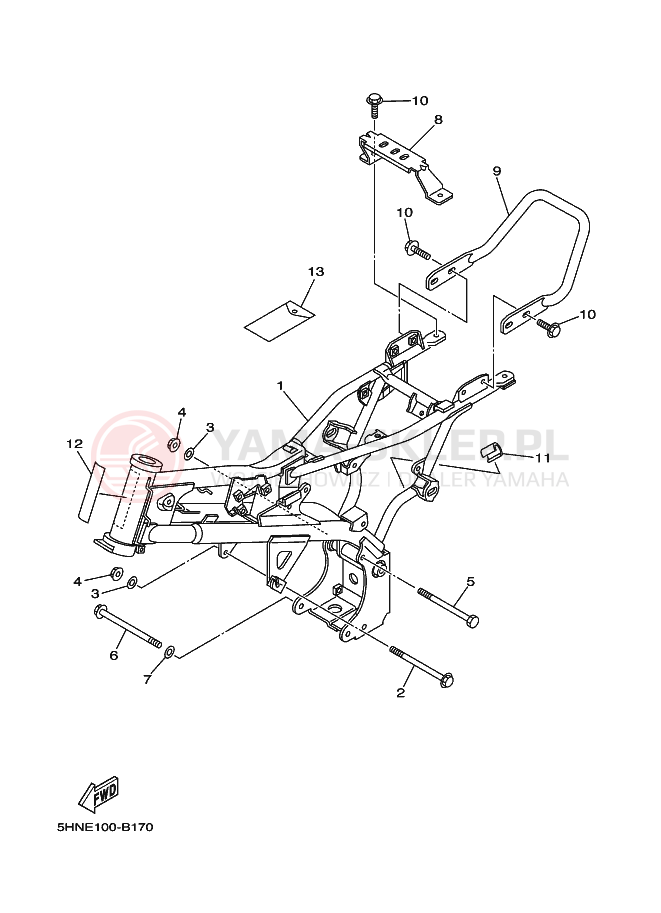Schemat "rama" do Yamaha TT-R90E