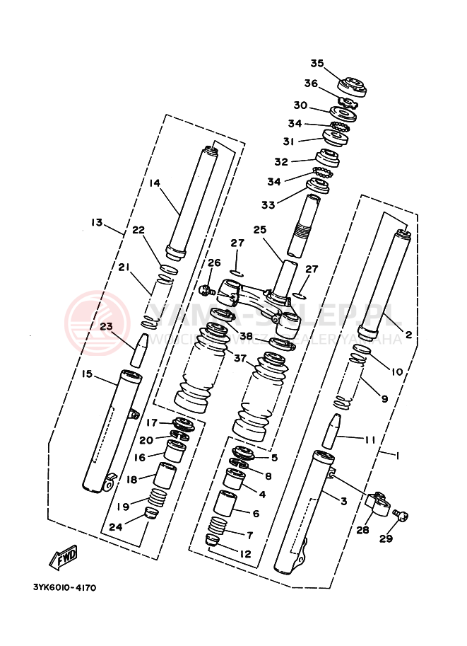Schemat "Amortyzatory przód" do Yamaha YG50Z JOG Z
