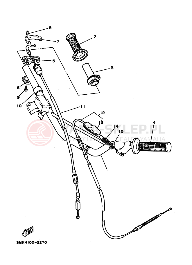 Schemat "Kierownica i osprzęt" do Yamaha YZ80LW