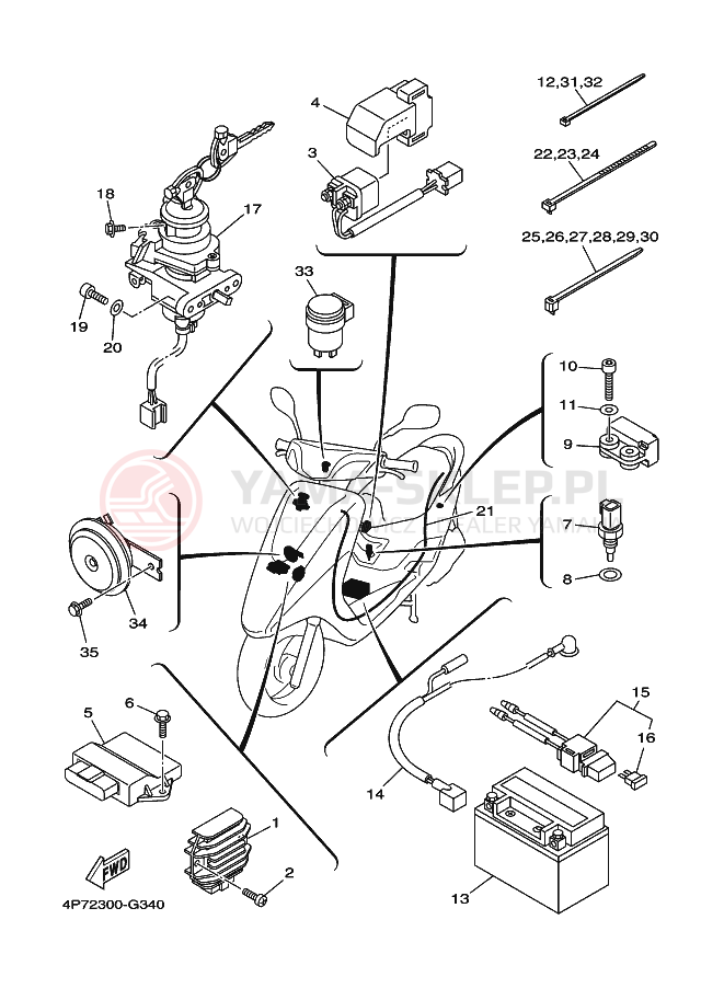 Schemat "układ elektryczny" do Yamaha XC125E