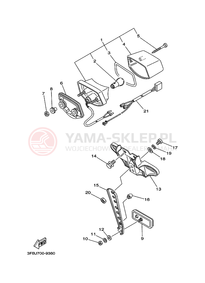 Schemat "Oświetlenie tył" do Yamaha DT175 DT175L