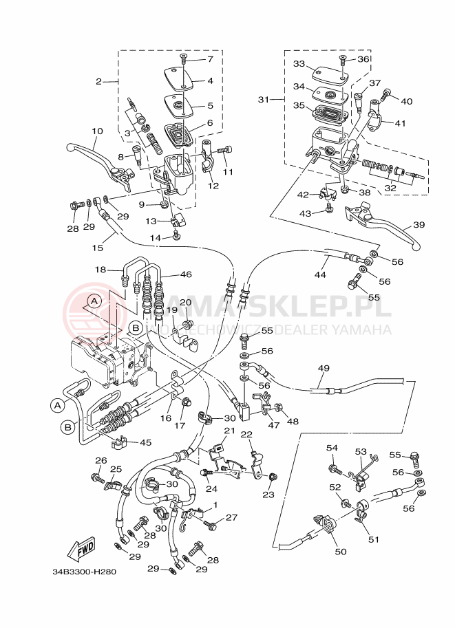 Schemat "Pompa hamulcowa przednia" do Yamaha MAJESTY400A