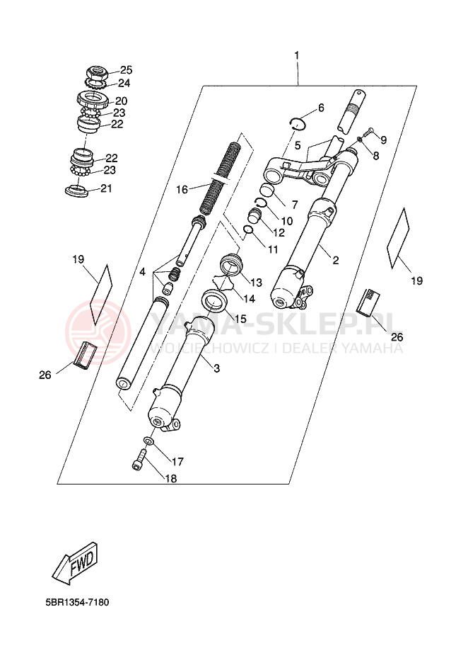 Schemat "Amortyzatory przód" do Yamaha NITRO