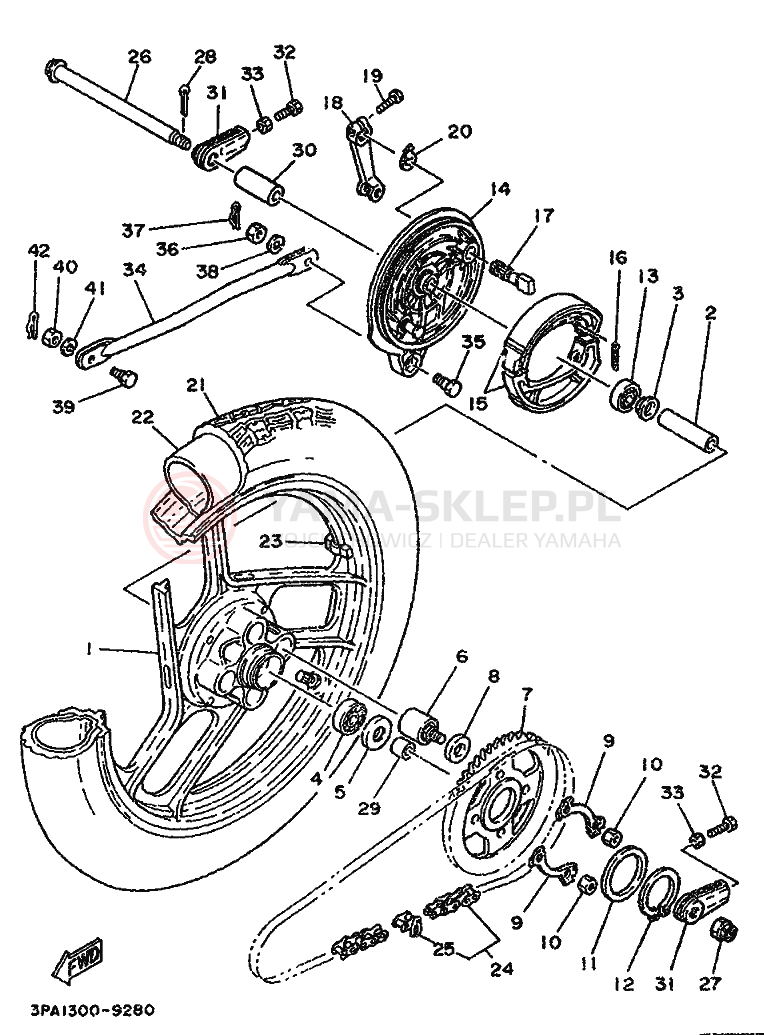 Schemat "Koło tył" do Yamaha TZR125