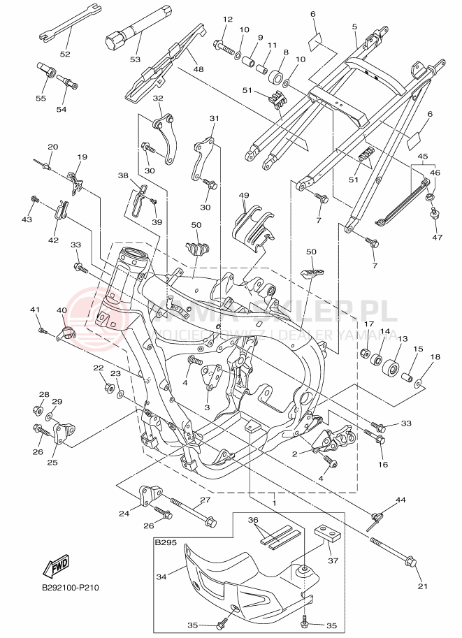 Schemat "rama" do Yamaha YZ250FX