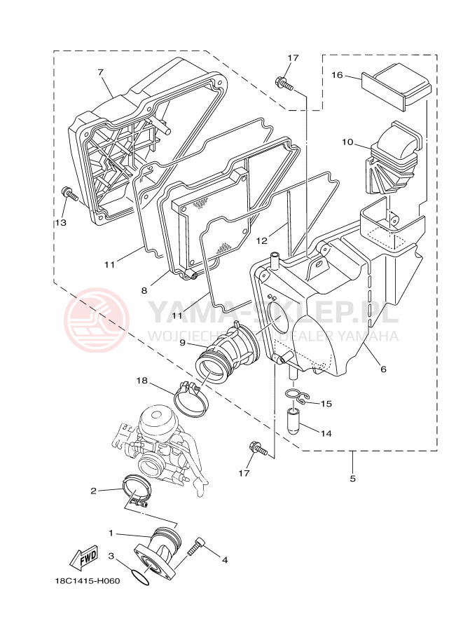 Schemat "Wtrysk paliwa" do Yamaha YBR125ESD