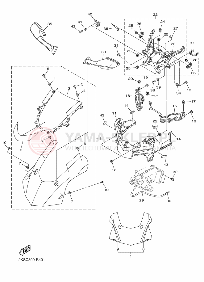 Schemat "Obudowa silnika" do Yamaha YZF-R1M