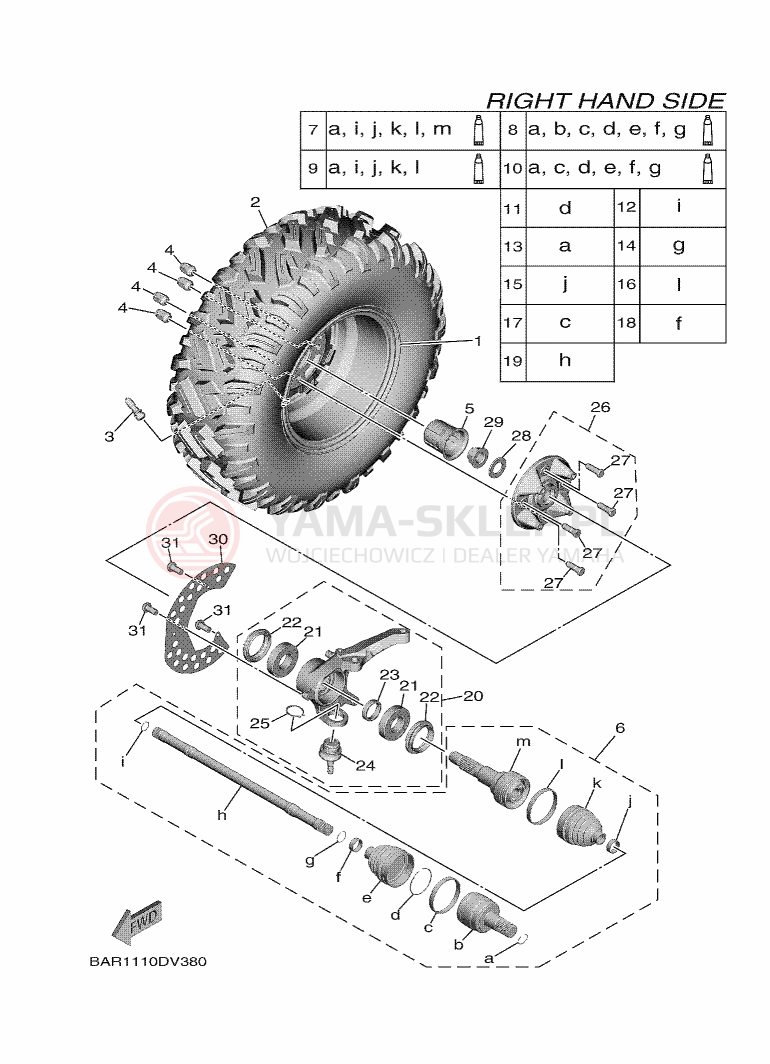 Schemat "Koło przód" do Yamaha WOLVERINE X2 EPS R-SPEC