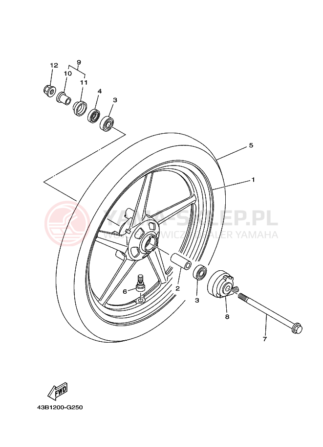 Schemat "Koło przód" do Yamaha YBR125EGS