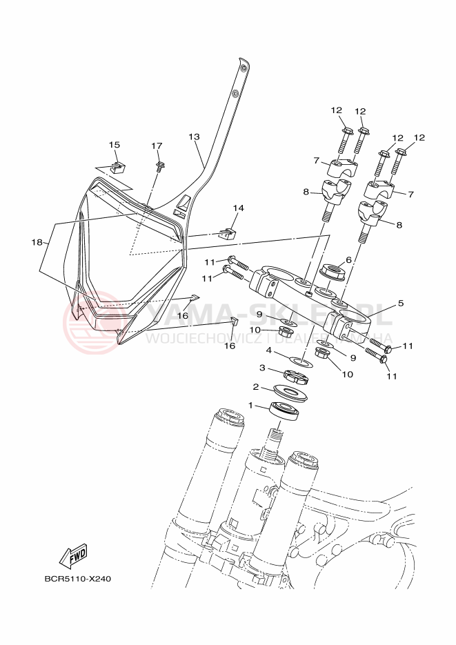 Schemat "Półki zawieszenia" do Yamaha YZ125
