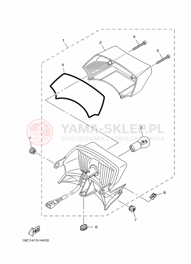 Schemat "lampa tył" do Yamaha YBR125ED