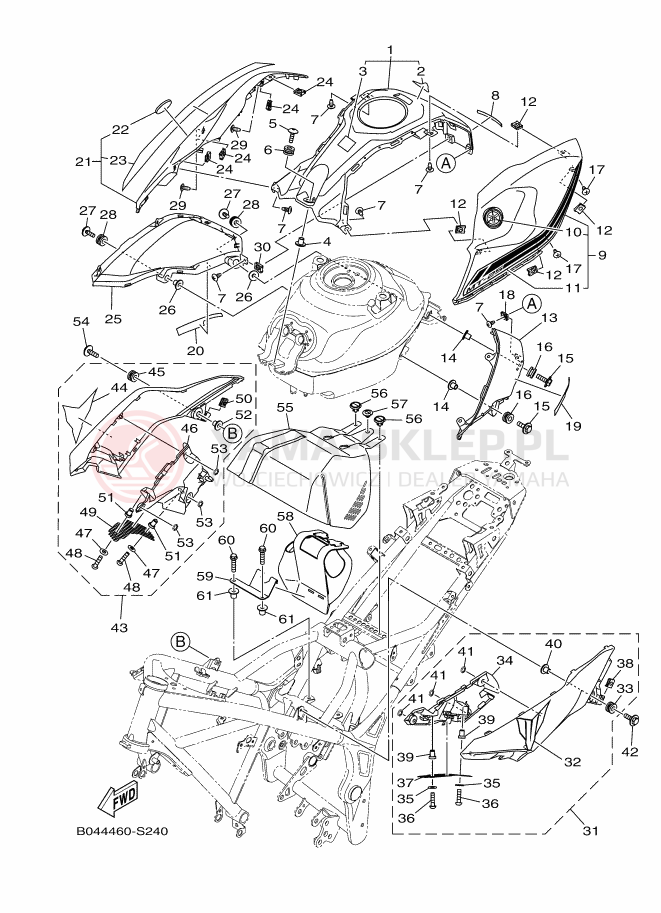 Schemat "zbiornik paliwa" do Yamaha MT-250