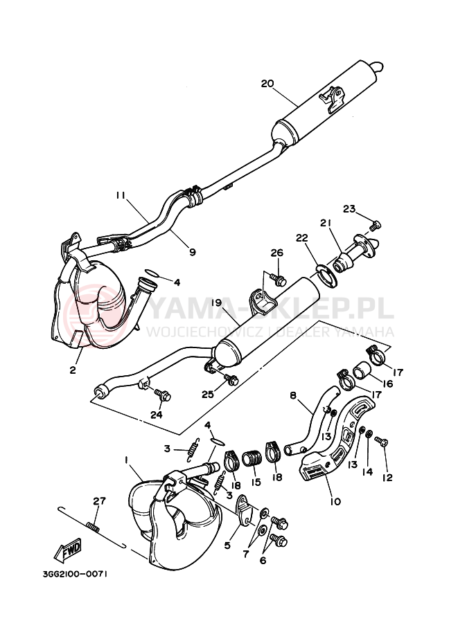 Schemat "Wydech końcowy" do Yamaha BANSHEE