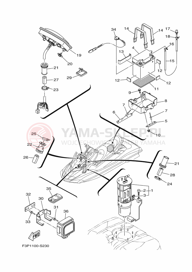 Schemat "układ elektryczny" do Yamaha GP1800