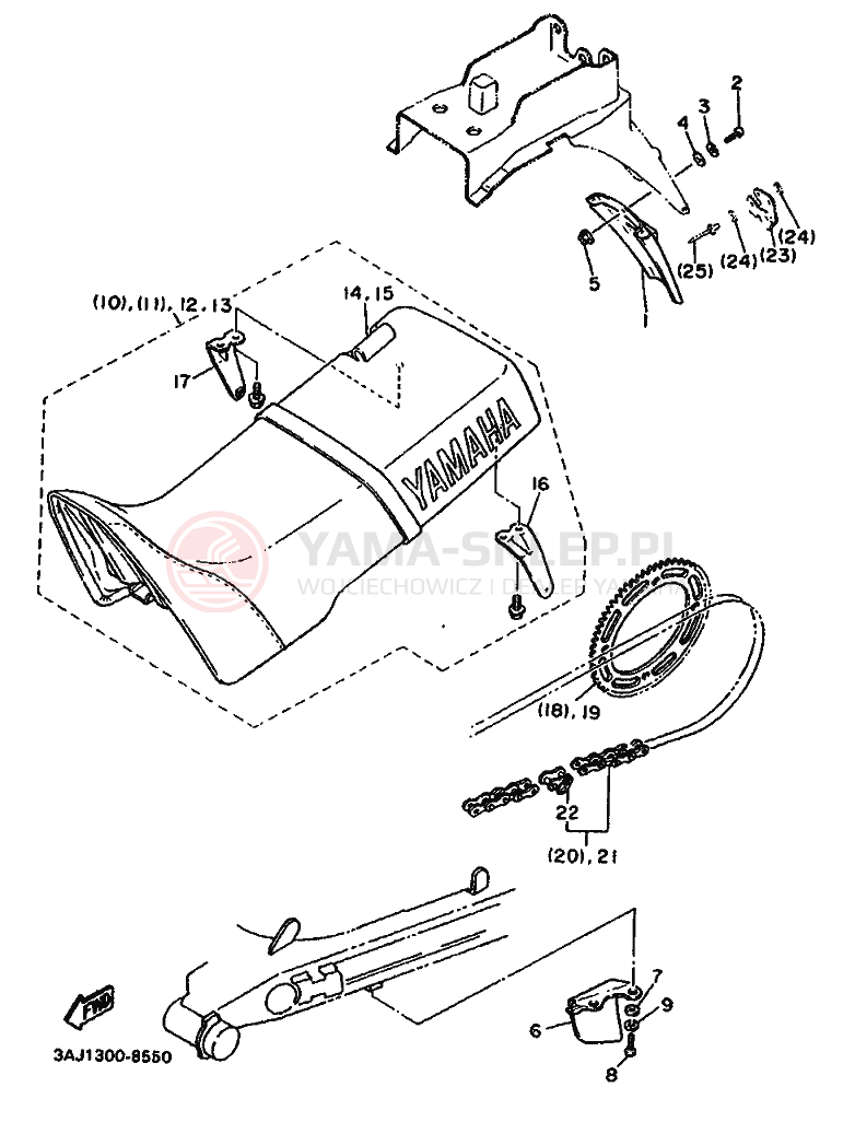 Schemat "Zawieszenie przód" do Yamaha XT600Z TENERE