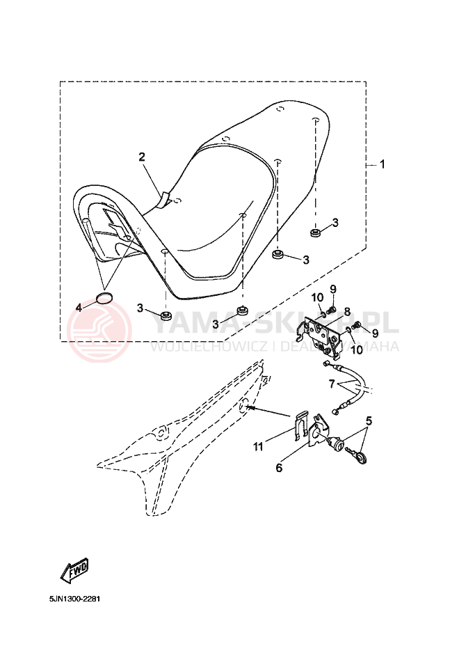 Schemat "siedzenie" do Yamaha BT1100