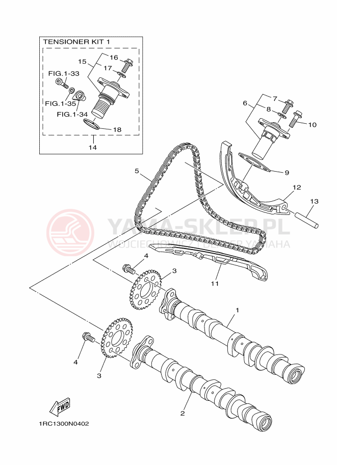Schemat "Rozrząd - łańcuszek" do Yamaha TRACER