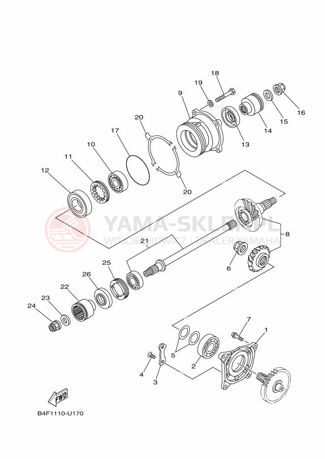 Schemat "Przeniesienie napędu" do Yamaha GRIZZLY 700 EPS